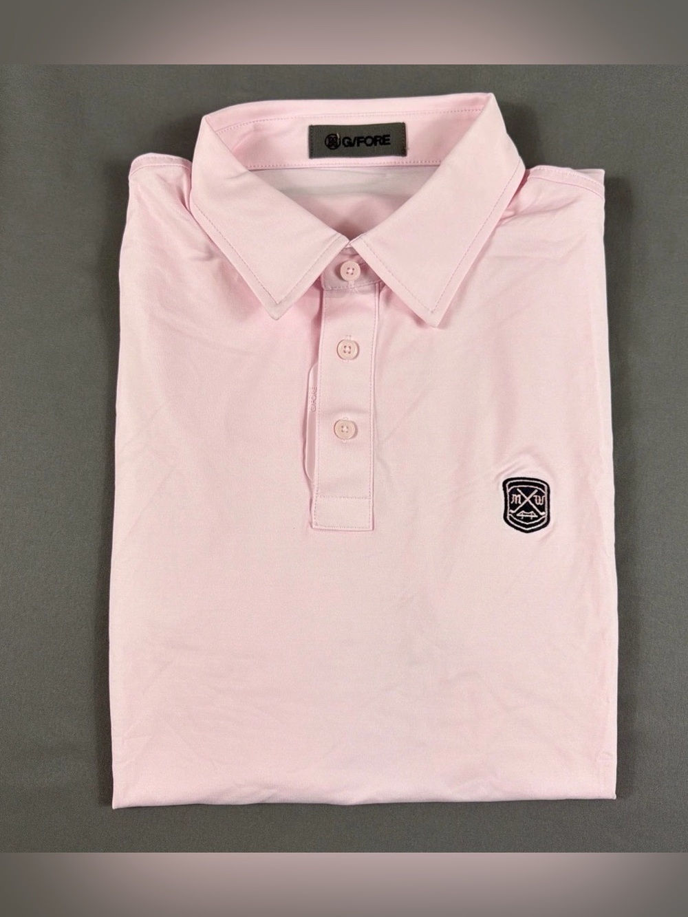 G/Fore G4 Golf Shirt Polo Chest Logo Medium Pink Nylon Spandex NWT MSRP $120